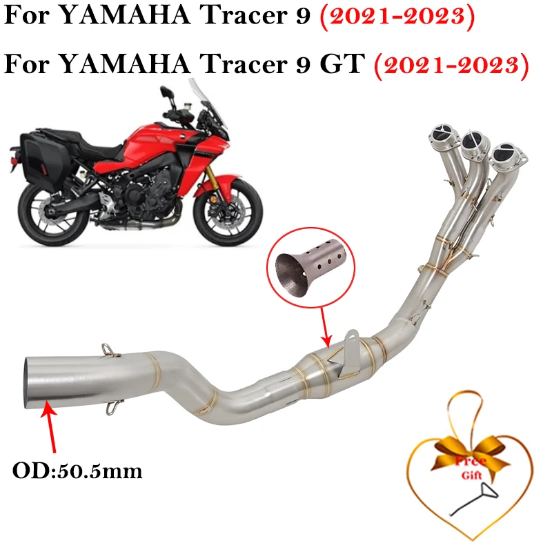 

Slip On For Yamaha Tracer9 Tracer 9 GT 2021 2022 2023 Motorcycle Exhaust Escape Systems Modified Front Link Pipe Muffler 51MM