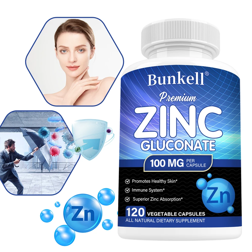 100 ملغ من الجلوكونات الزنك، مكمل دعم المناعة، يحسن صحة الهضم وصحة البشرة، ويعزز امتصاص المغذيات