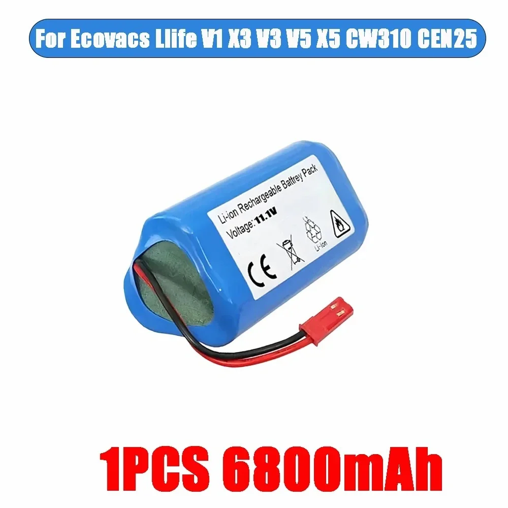 11.1V Robotic Vacuum Battery for Ecovacs Llife V1/X3/V3/V5/X5/CW310/CEN250,for: 3200mAh/3800mAh/4500mAh/6800mAh/9800mAh/12800mAh