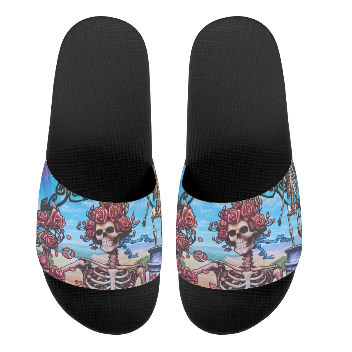 INSTANTARTS Vintage Floral Skull Design Flip Flops Female Brand Design Cozy Slippers Slides Four Season Platform Couples Sandals