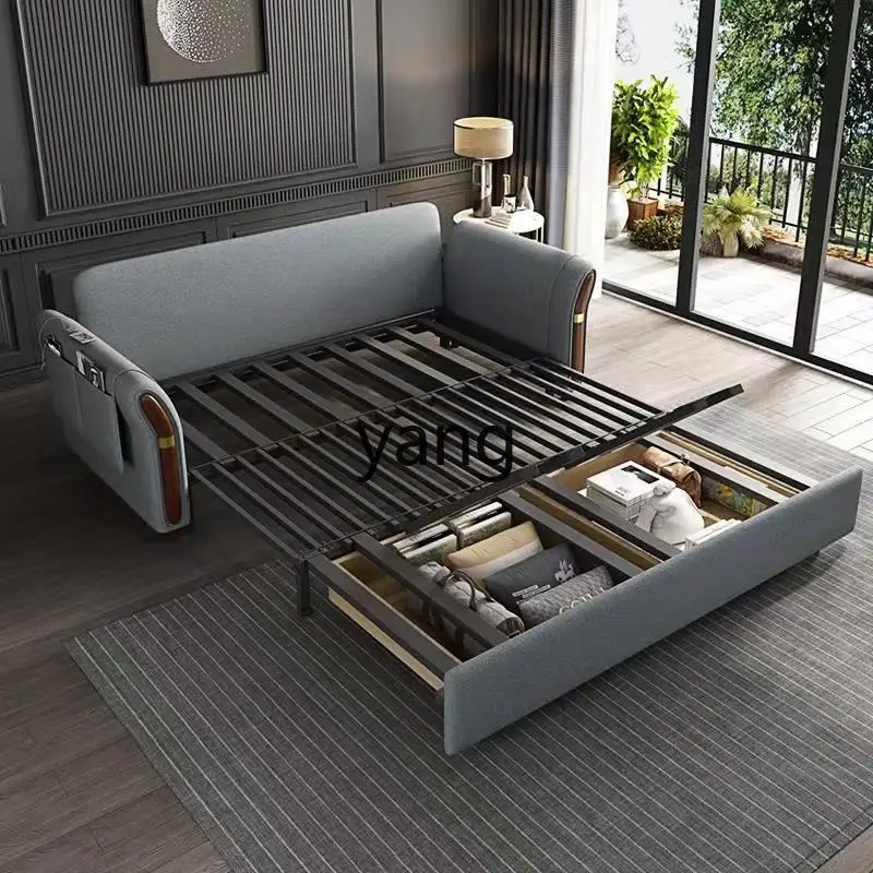 

LH multifunctional sofa bed dual-purpose folding small apartment living room bedroom storage solid wood sofa