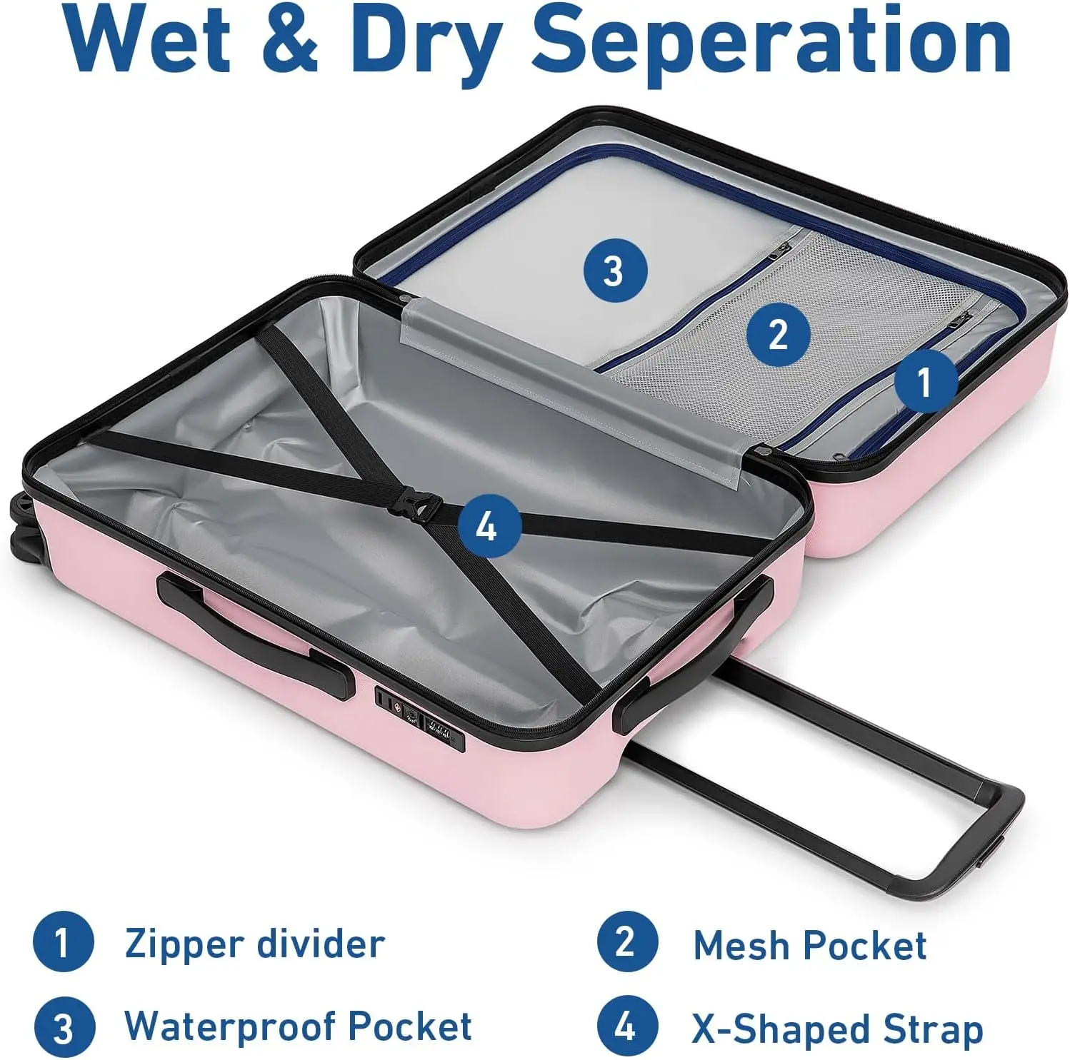 Pink 2-Piece Hardshell Luggage Set with Double Spinner Wheels & TSA Lock (20'/24')