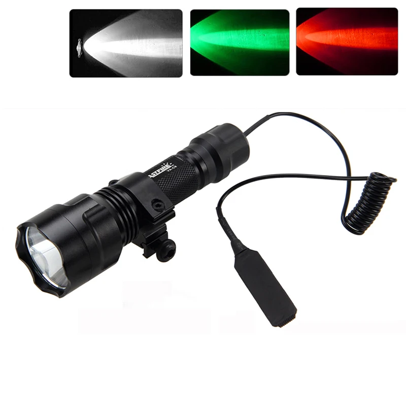 Waterproof 2500lm LED Tactical Flashlight Lamp Torch Rifle Mount Hunting Light+Pressure Switch+Mount