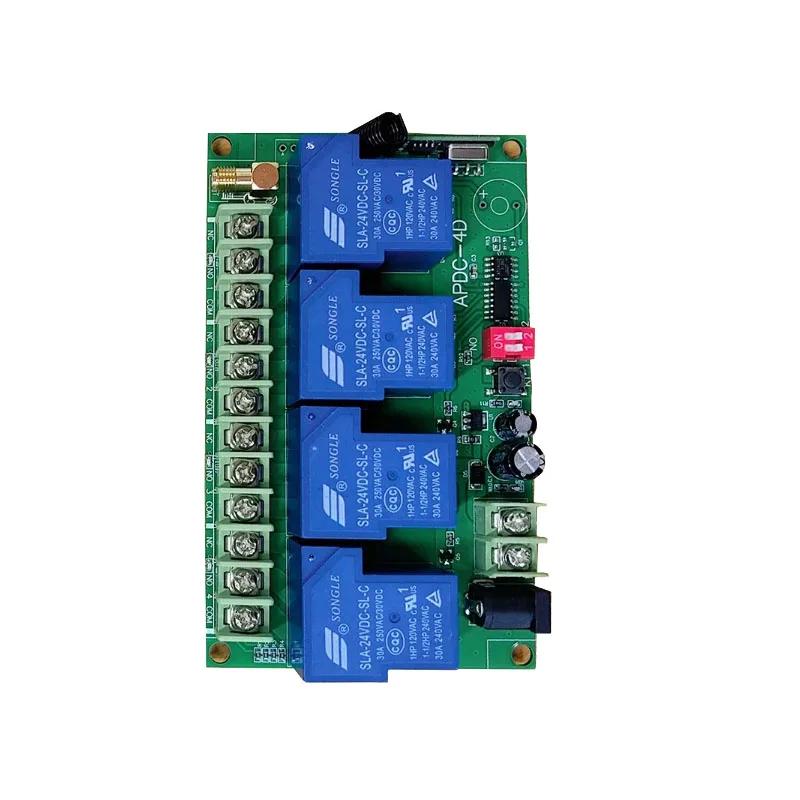 DC12V 24V 4CH 30A RF Wireless Remote Control Switch Radio Receiver With 2000M Long Distance Remote controller Suckers antenna
