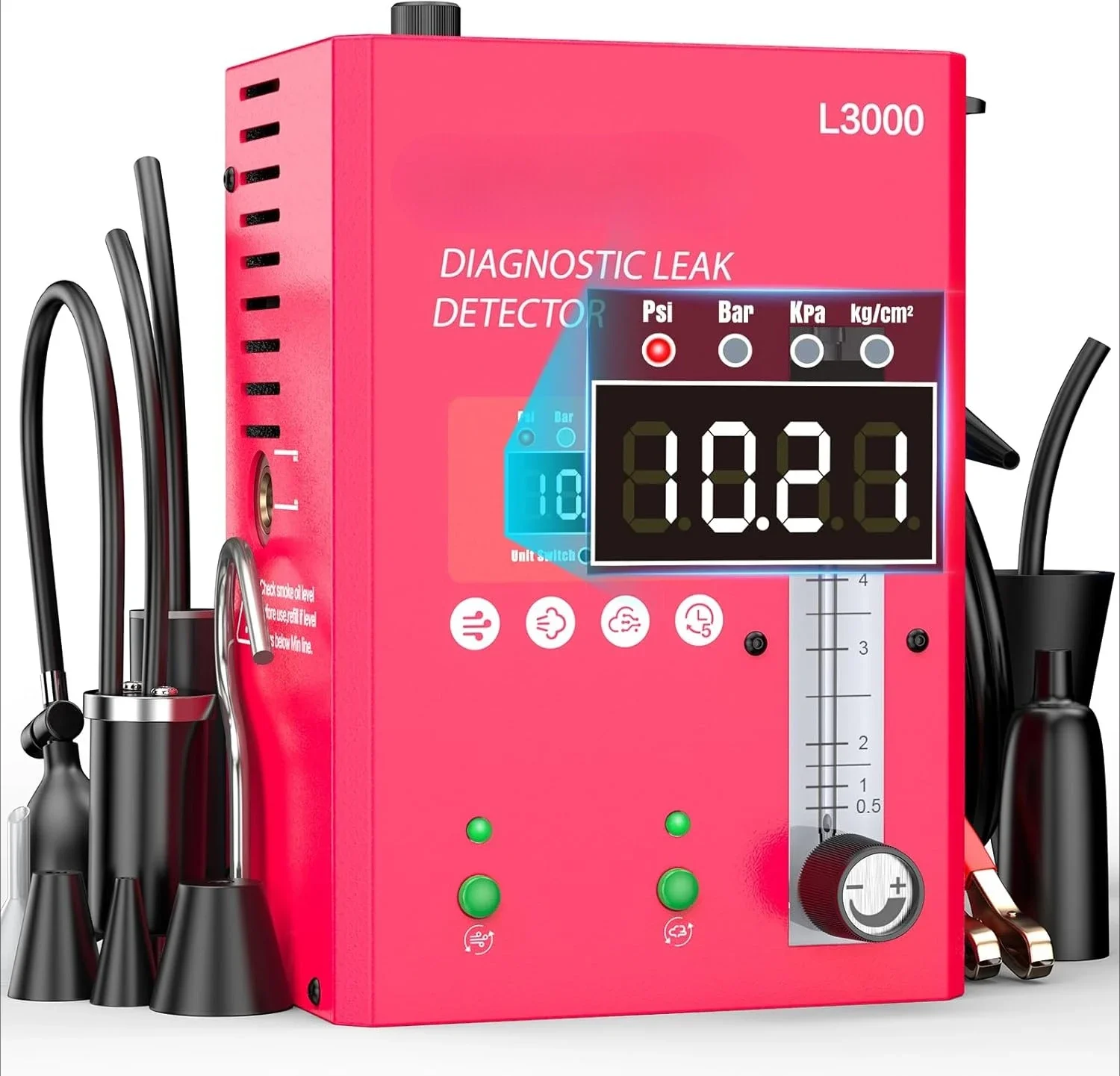 

(Upgrade Digital S3000 PRO Version L3000 Automotive Smoke Machine with Built-in Pump and Digital Pressure Gauge. Upgraded EVAP