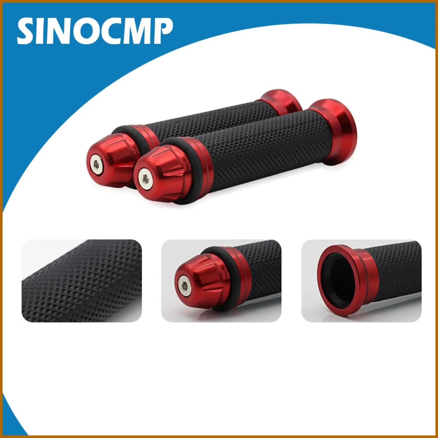 

1Pair Motorcycle Handlebar For Honda Motorcycle ATV Red CNC Aluminum Rubber Gel Hand Grips Handle Bar For Bike Dirt Bike Scooter