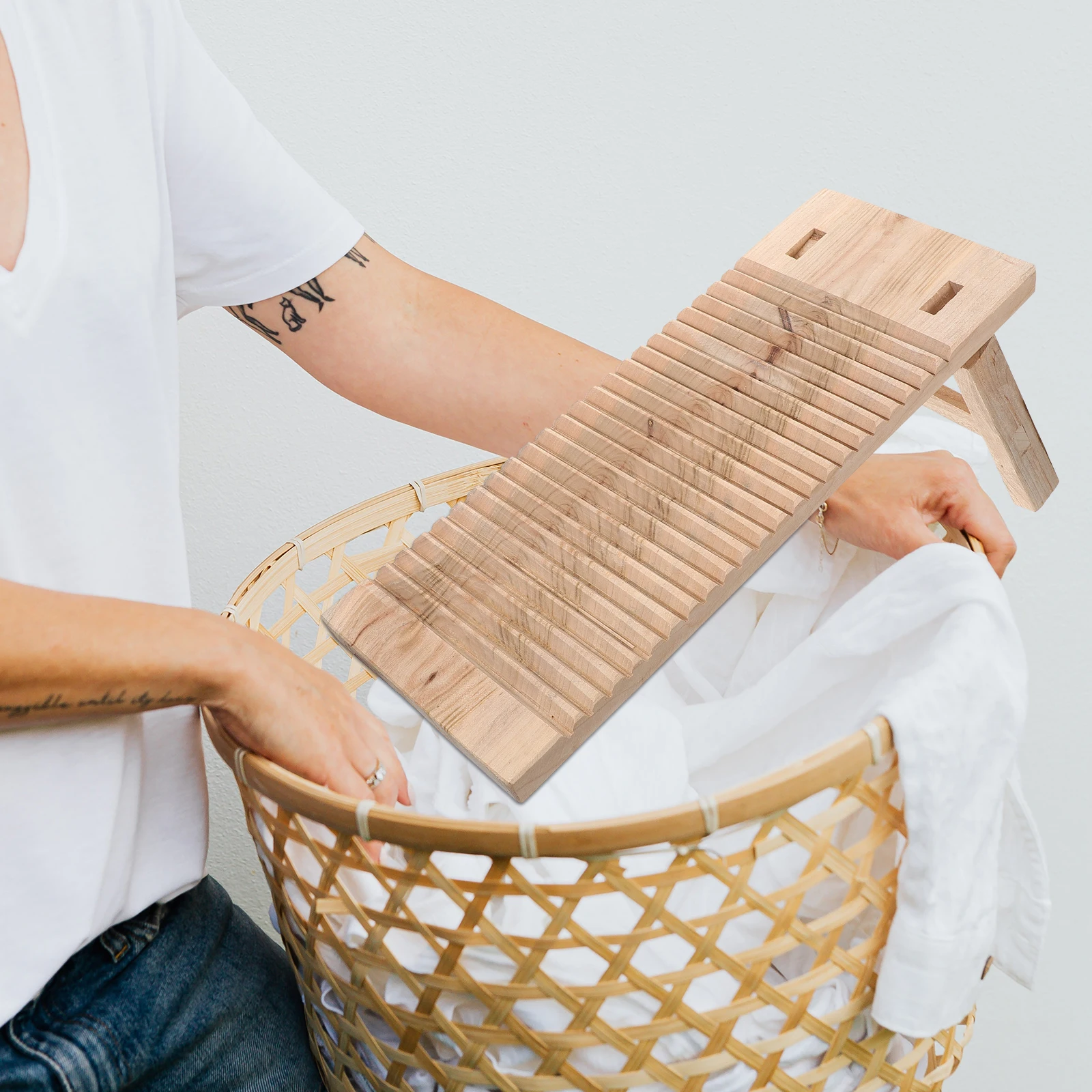

Solid Wood Washboard 50x20x2.5cm Durable Laundry Board Hand Washing Clean Clothes Baby Diapers Stain Removal Household Wooden