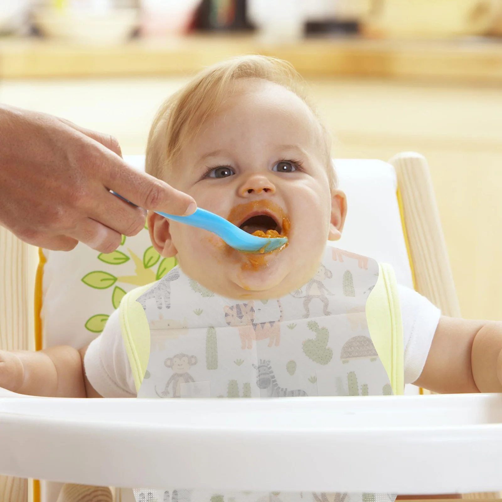 Babero desechable para bebé, suministro de bolsillo de alimentación, receptor de tela no tejida, alimentación infantil, 20 Uds.