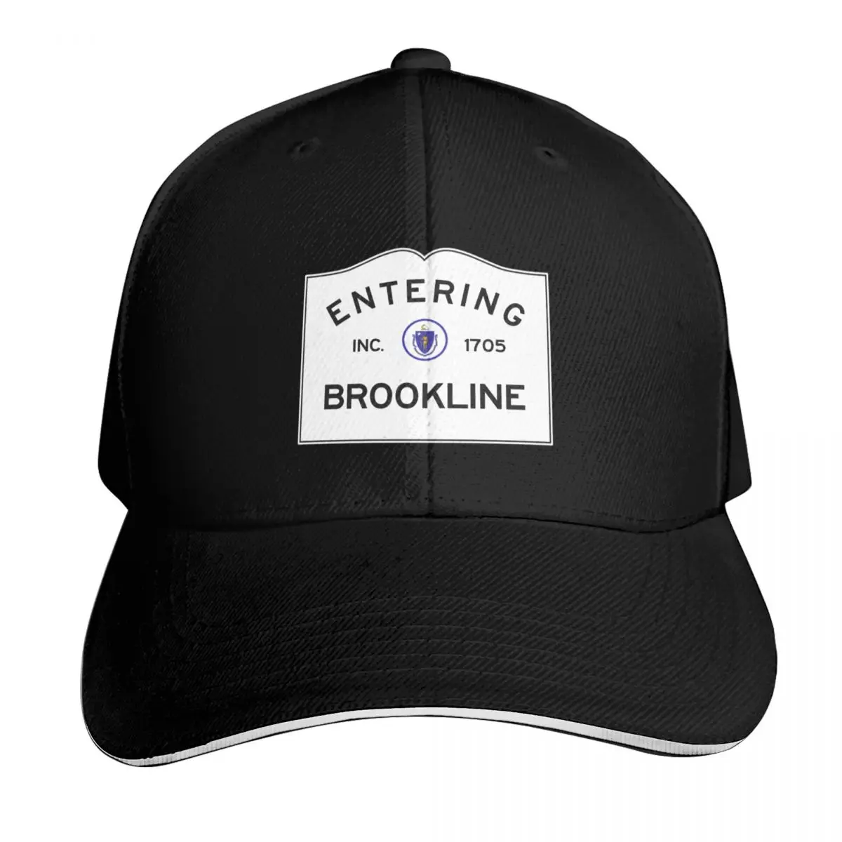Entering Brookline Massachusetts - Commonwealth of Massachusetts road sign Baseball Cap Designer Hat Golf Wear Men Women's