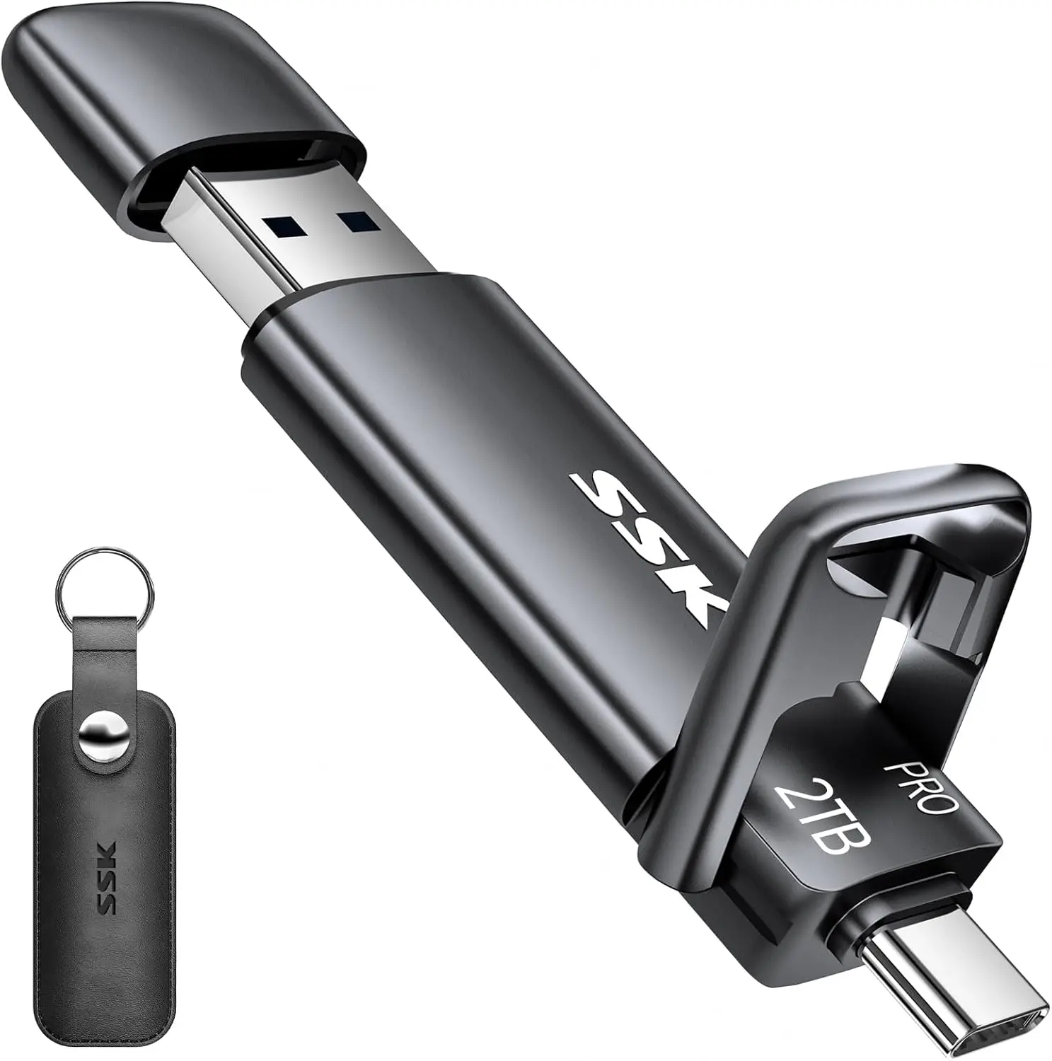2TB External SSD USB C Drive 1000MB/s, Dual USB-C & USB-A 3.2 Gen 2, Fast Solid State Thumb Drive for iPhone 15/Android/Windows/Mac