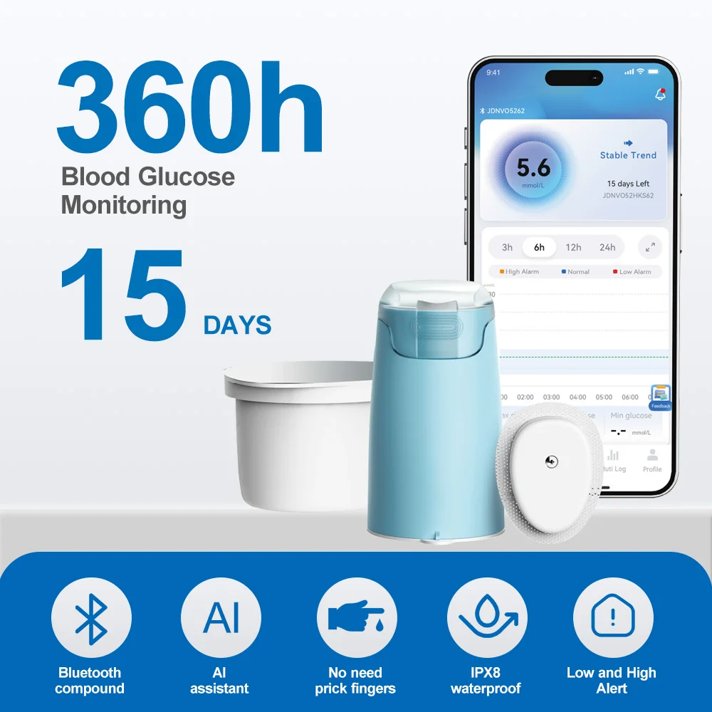 Image of Kontinuierlicher Glukosemonitor (CGMS) für Echtzeit-Blutzuckermessung mit 15-Tage-Sensorlebensdauer, Mobile App-Benachrichtigungen & Ohne Kalibrierung