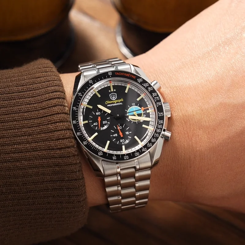 Watchdives WD1863 New Multifunctional Quartz Watch Black VK63 Sports Chronograph Watch Bubble Sapphire Waterproof 100 Wristwatch