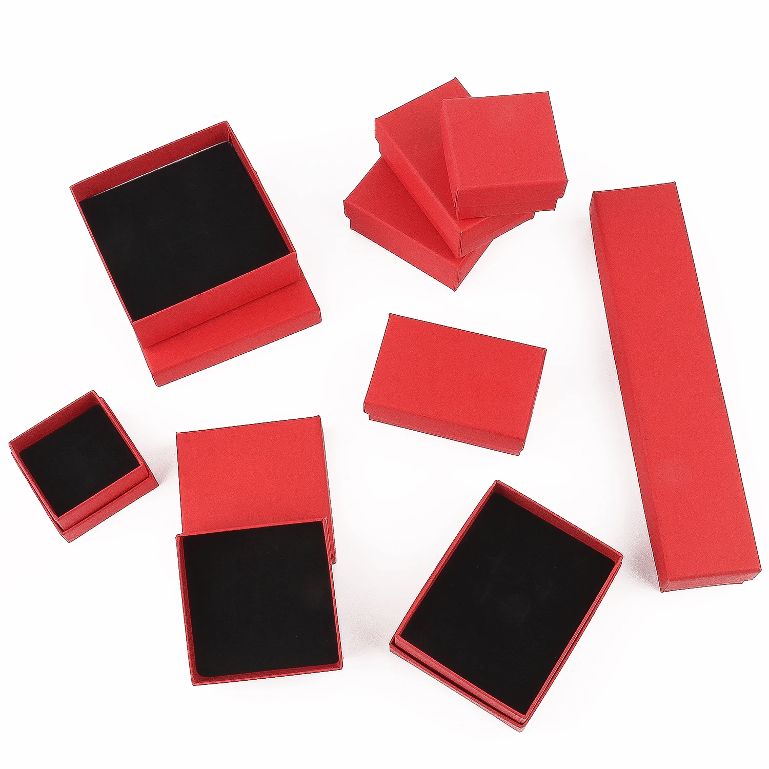 Boîte de rangement carrée rouge en papier kraft pour bijoux, emballage pour matiques de fiançailles, colliers et bracelets, 1 pièce