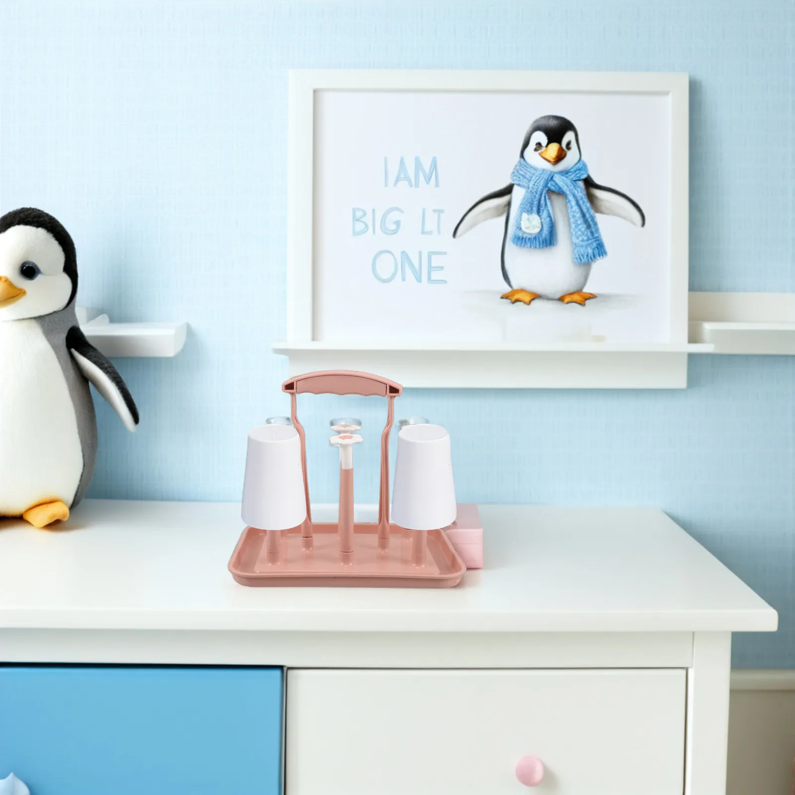 Baby Bottle Drying Rack Pink European Saving Desktop Wall Mounted Multifunctional Cup Organizer Milk Bottle Holder