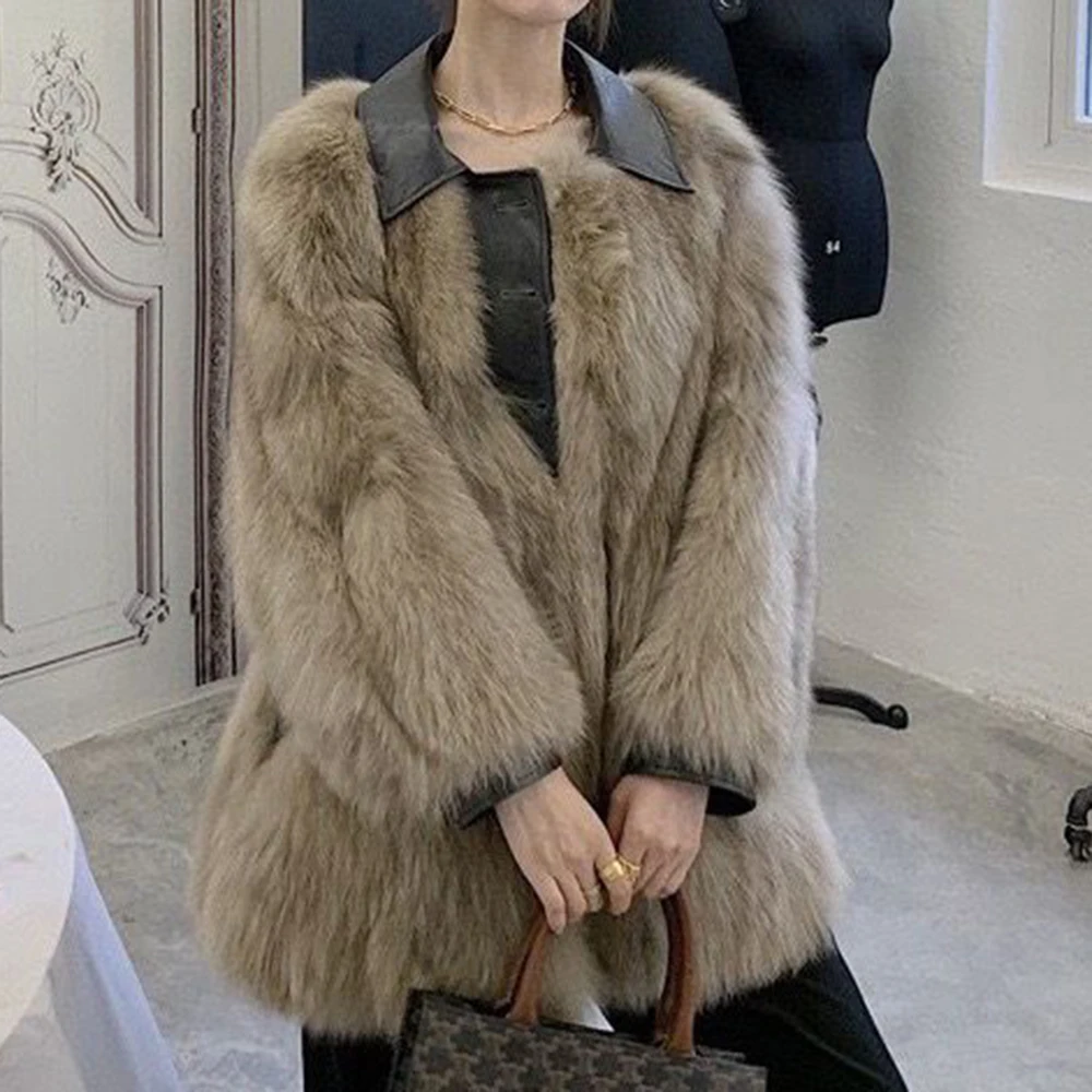 

Haining new temperament fashion fur coat winter environmental fox fur coat women's young medium and long coat