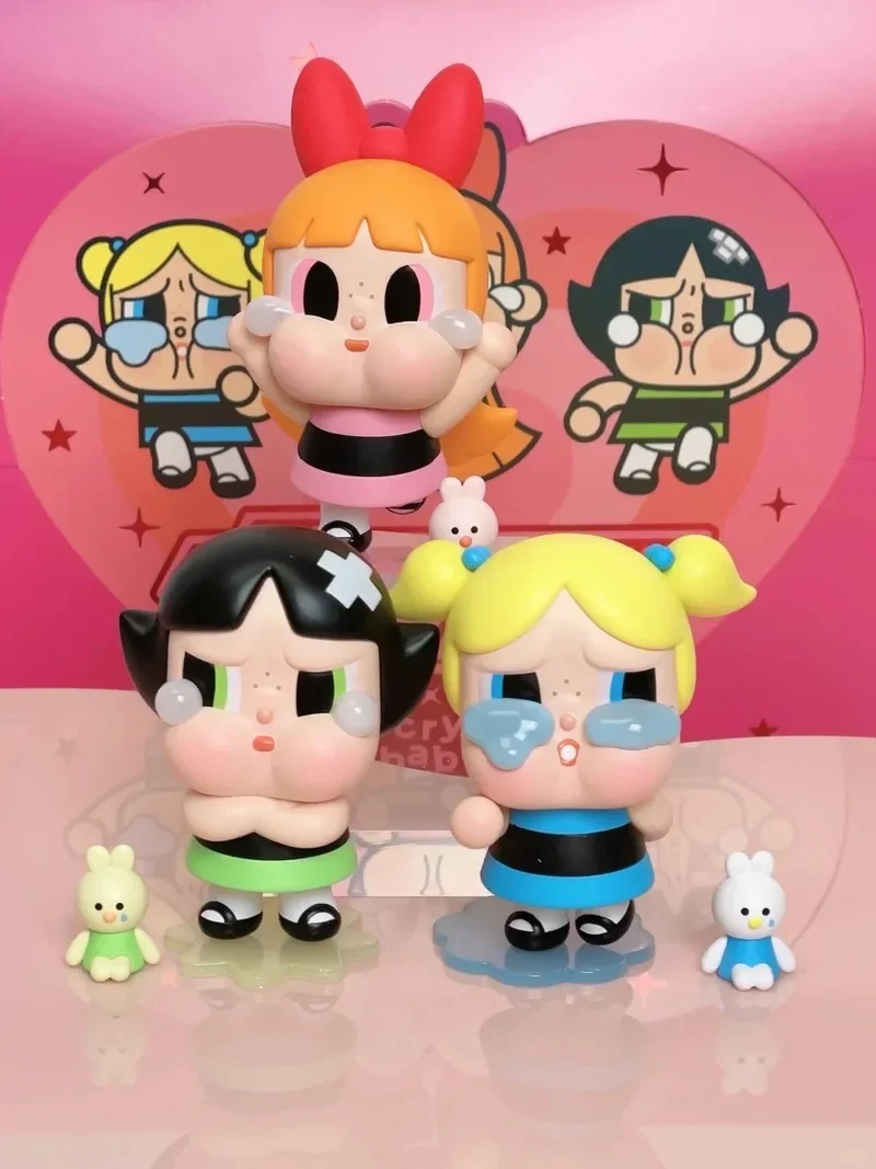 Crybaby X Powerpuff Girls Blossom Bubbles Buttercup Figure Pvc Model Statue Doll Toy Collection Decoration  Birthday Gift