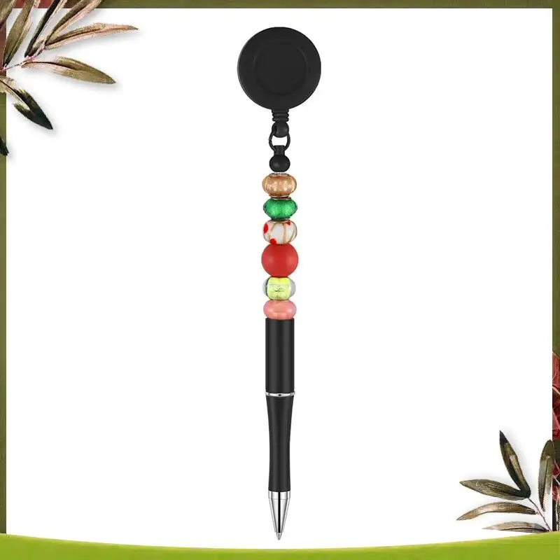 

New-10Pcs Bead Pens Black Ink Ballpoint Pen DIY Pen Retractable Badge Roller Pen Ballpoint Pen For Students Teachers School