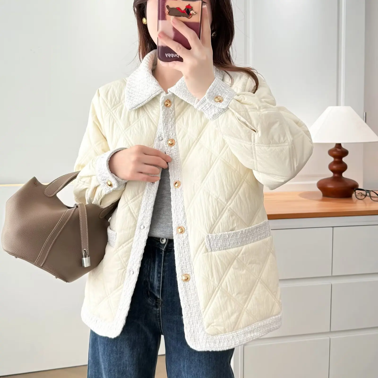 

XXXXL модные женские парки больших размеров, зима 2025, новый стиль, элегантная шикарная стеганая куртка с лацканами, теплые пальто Argyle 2515