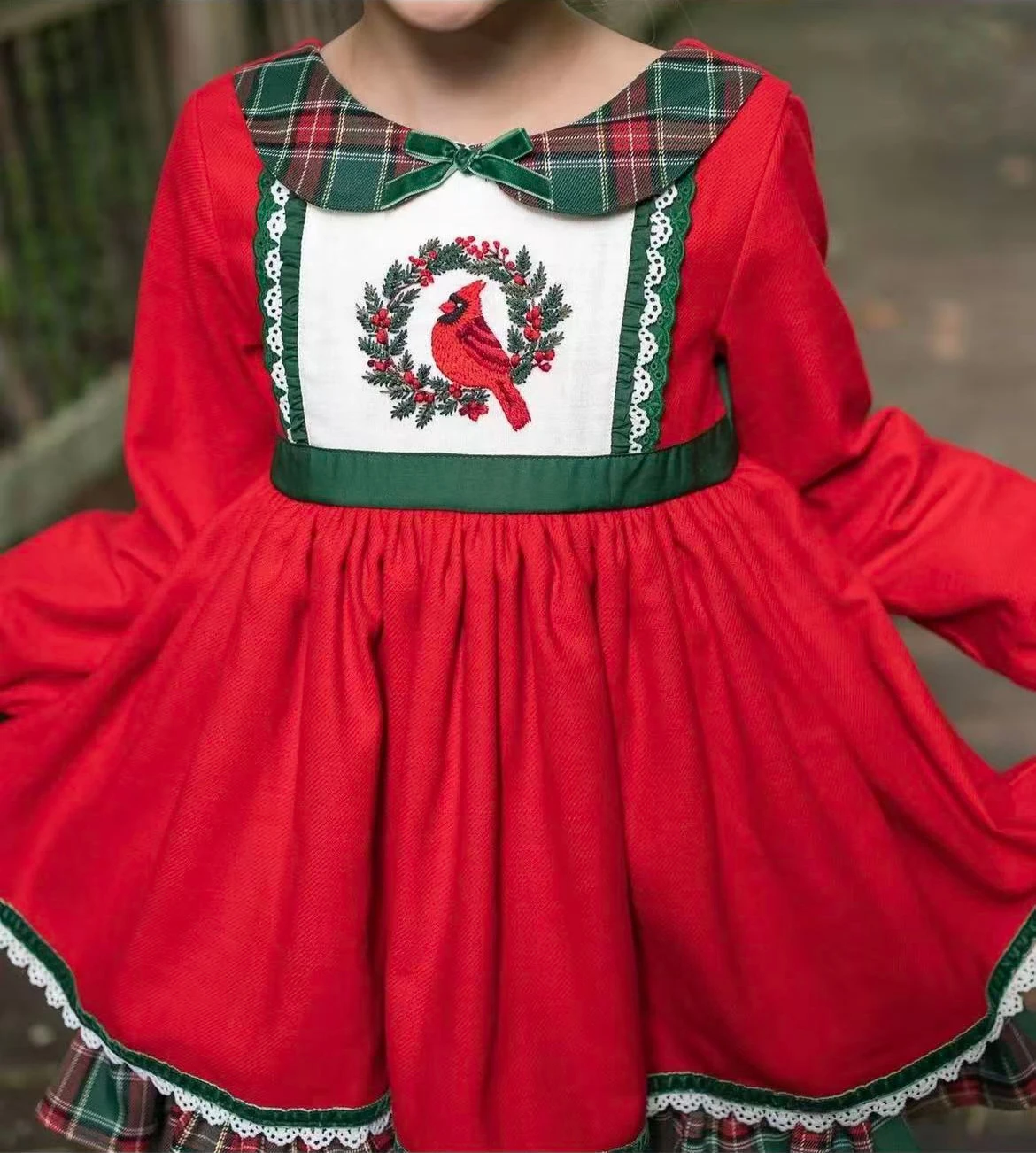 

0-12Y Baby Girl Autumn Red Bird Embroidery Vintage Princess Red Dress for Birthday Photography Holiday Eid Christmas C220