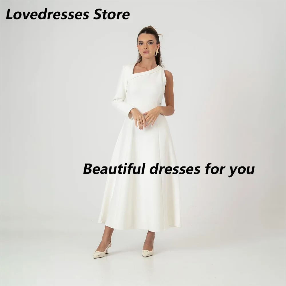 

Elegant A Line Evening Dress One Shoulder Long Sleeves V-Neck Evening Gowns for Women 2025 Wedding Party Dress Customized