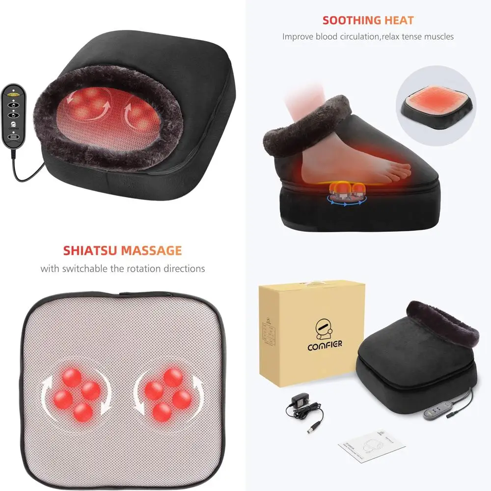 

Heated Shiatsu Foot Massager - Electric Back and Feet Massager for Pain Relief, Ideal Gift for Women & Men (Black)