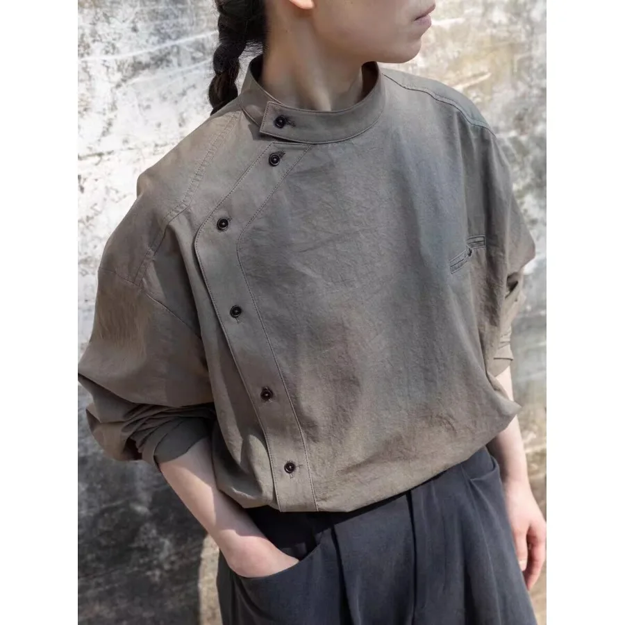 

Женская верхняя одежда больших размеров: новая куртка в стиле ретро с воротником-стойкой, на пуговицах, прямого кроя, для весны и осени