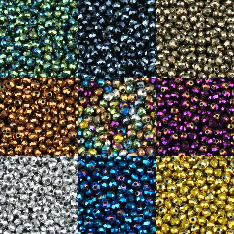 JHNBY 3 mm 200 Stück flache runde Form österreichische Kristalle lose Perlen Überzug Farbe Kugel Versorgung Armband Halskette Schmuckherstellung DIY