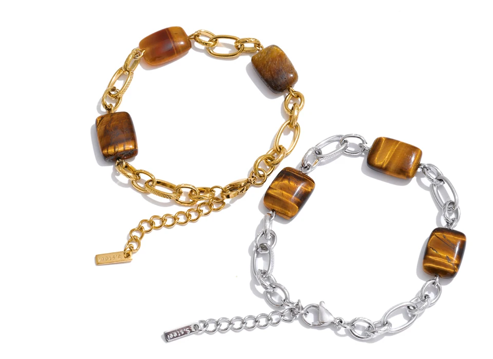Yhpup Edelstahl-Armband mit natürlicher Muschel und Tigerstein, handgefertigt, empfohlenes handgefertigtes, exquisites, bezauberndes Schmuckstück – Detail 2