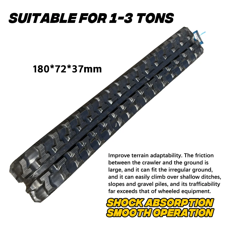 مسار مطاطي واحد، الأبعاد 70.87 × 28.35 × 10.63 بوصة. مناسبة لعمليات الحفارات الصغيرة، متينة ومتينة