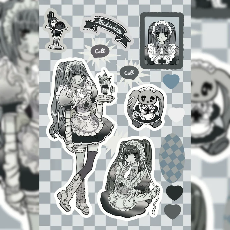 Korean DOMI Sticker Book Inner Page Character Stickers Sweet Cool Cartoon Girl DIY Decoration Handbook Diary Notebook Stickers