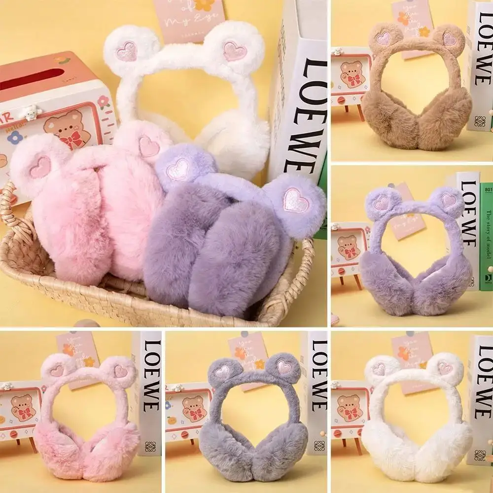 かわいい暖かいぬいぐるみイヤーマフ折りたたみ式ふわふわ耳当て居心地の良いカジュアルイヤーウォーマーソフトベルベット素材冬のファッションアクセサリー