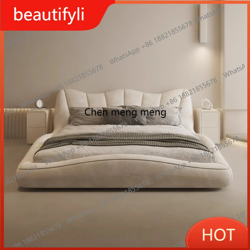 

A139 Beds Home Luxury Modern petal fabric bed 2 people Double bedroom beds frames full size bed frame furniture