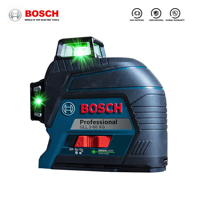 Bosch GLL3 poziom lasera automatyczne zielone 12-płaszczyznowe samopoziomowanie i ustawienie 360 stopni-Laser liniowy urządzenie do pozycjonowania