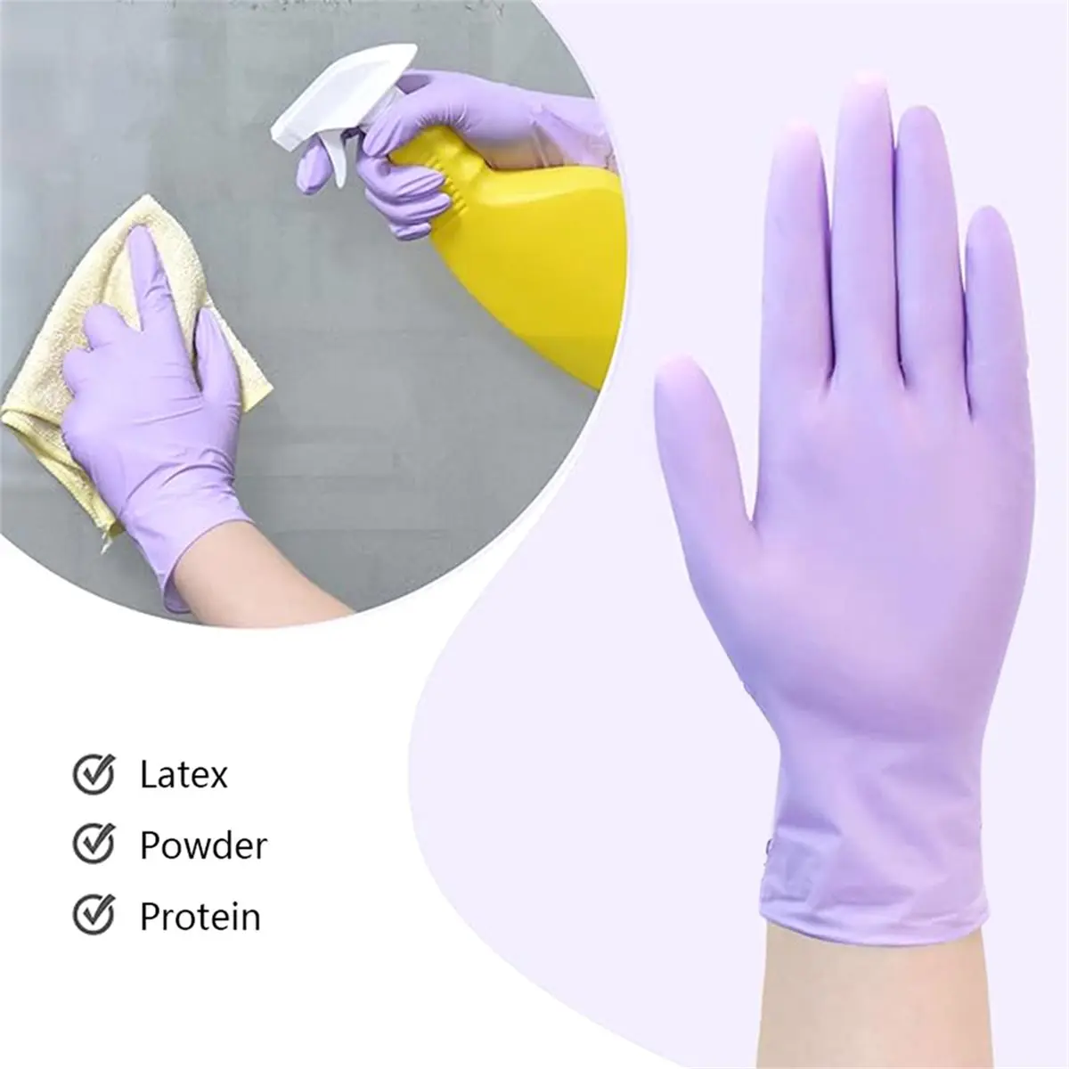 High Quality 100pcs Nitrile Exam Gloves Disposable Lilac Glove Food Grade Sterile Powder Free Protection Gloves for Cooking M