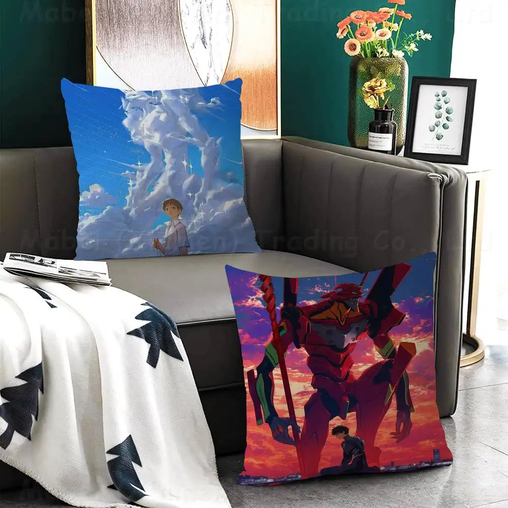 Anime Neon Genesis Evangelion Pillow Covers Cartoon Sofa Decorative Home Double-sided Printing Short Plush Cute Cushion Cover