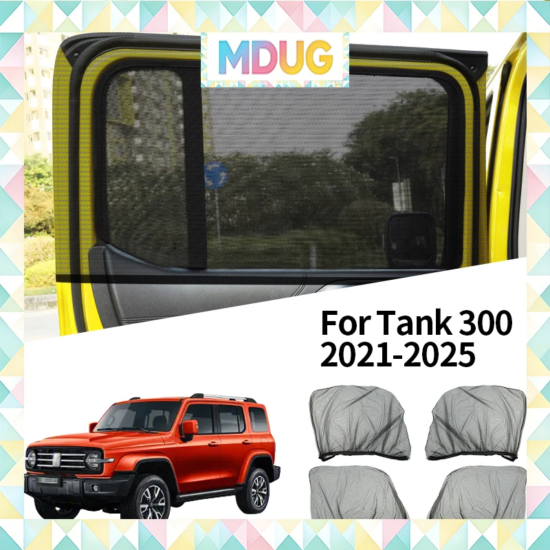 MDUG Mosquito Nets Mosquito Proof Sunshades Sunshade Curtains Are Suitable For Great Wall Motors Tank 300 2021-2025 Auto Accesso
