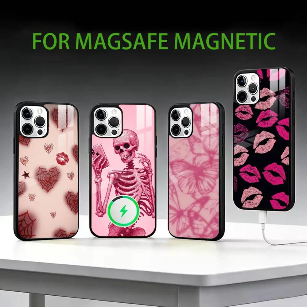 

p-Pink Hot Girl Phone Case For iPhone17,16,15,14,13,12,11 Plus,Pro Max Magnetic For Magsafe Wireless Charging
