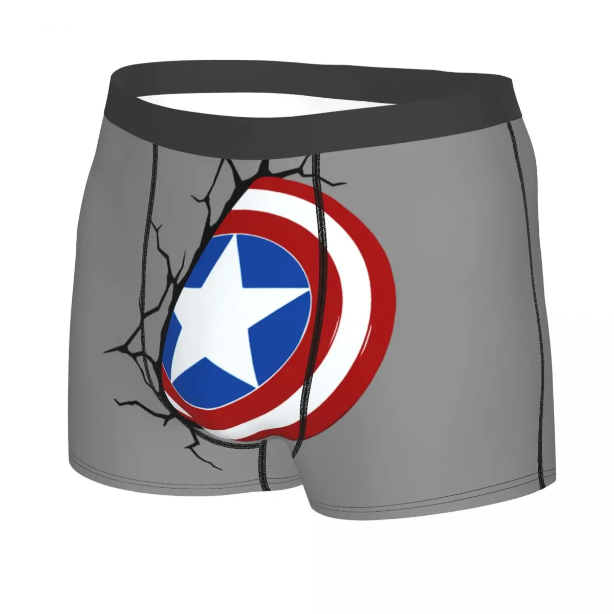 Custom Male Cool Captain America Men's Underwear Boxer Briefs Stretch Shorts Panties Underpants