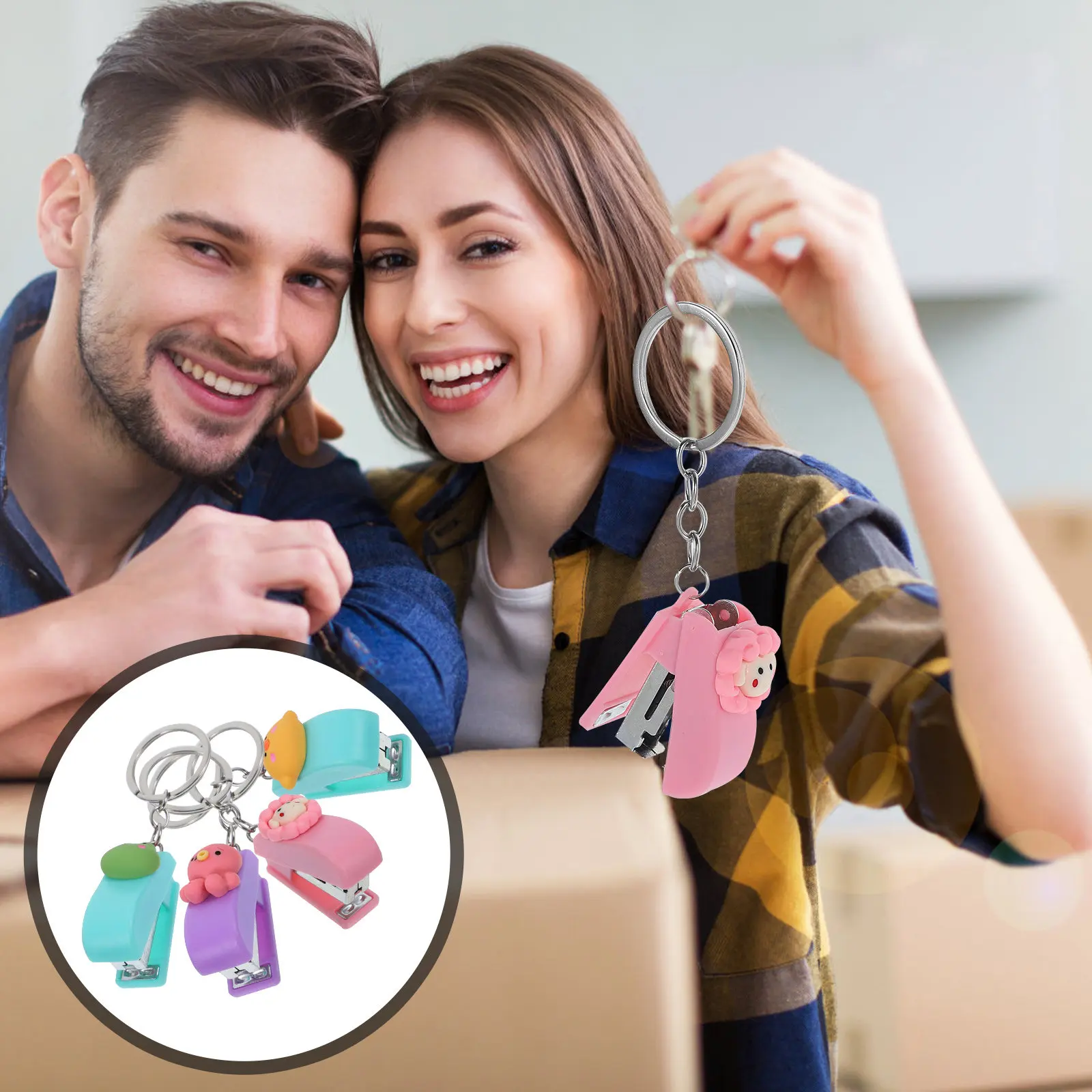 

Набор из 4 компактных степлеров с мультяшными животными, портативные степлеры-брелоки для офиса и школы, аксессуары для стола, подарок для студентов