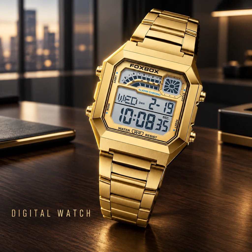 FOXBOX Design Fashion Luxury Digital Man Watch Casual Sport Calendar Waterproof Luminous Electronic Movement Watches for Men New