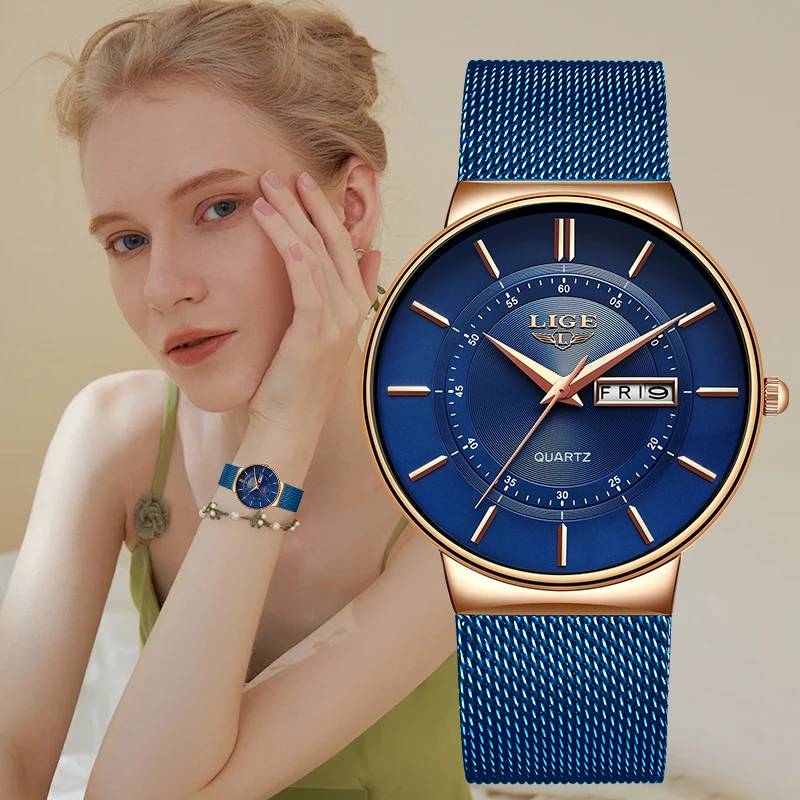 LIGE Retro Elegant Women Wristwatch Stainless Steel Hot Style Great Quality Fashion Luxury Waterproof Quartz Watch for Woman New
