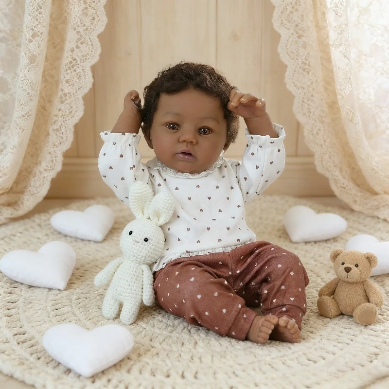 

18-дюймовая (45 см) реалистичная кукла-реборн Абигейл с темной кожей, тканевым телом, для девочек, подарок