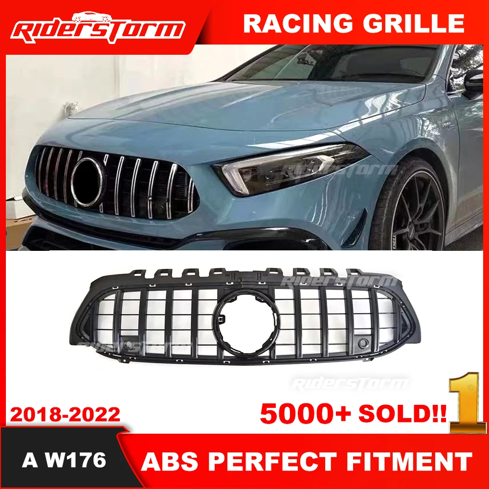 2018-2022y Front Bumper grille for New A Class A177 W177 GT Grill For A180 A200 A260 Sports Sedan A35 front grille Camera Hole