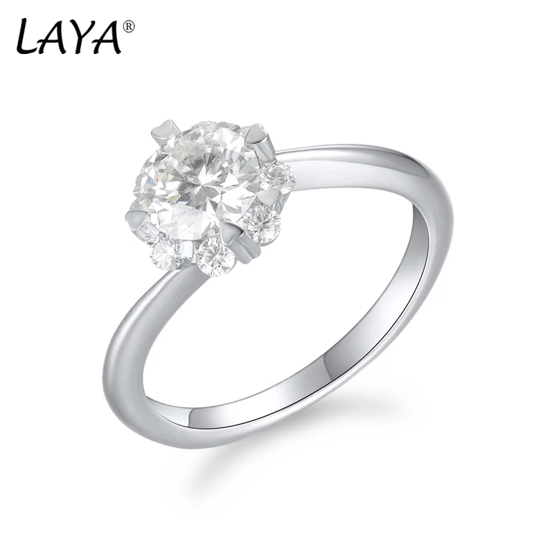 

LAYA 100%925 D Color VVS1 EX Moissanite Ring 1ct Round Moissanite Diamond Solitaire Engagement 925 Sterling Silver Rings For