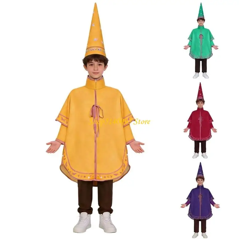 

DXAE детский костюм фэнтезийного персонажа, комплект из 4 предметов, накидка и шляпа, аксессуар для костюма, подходящий для