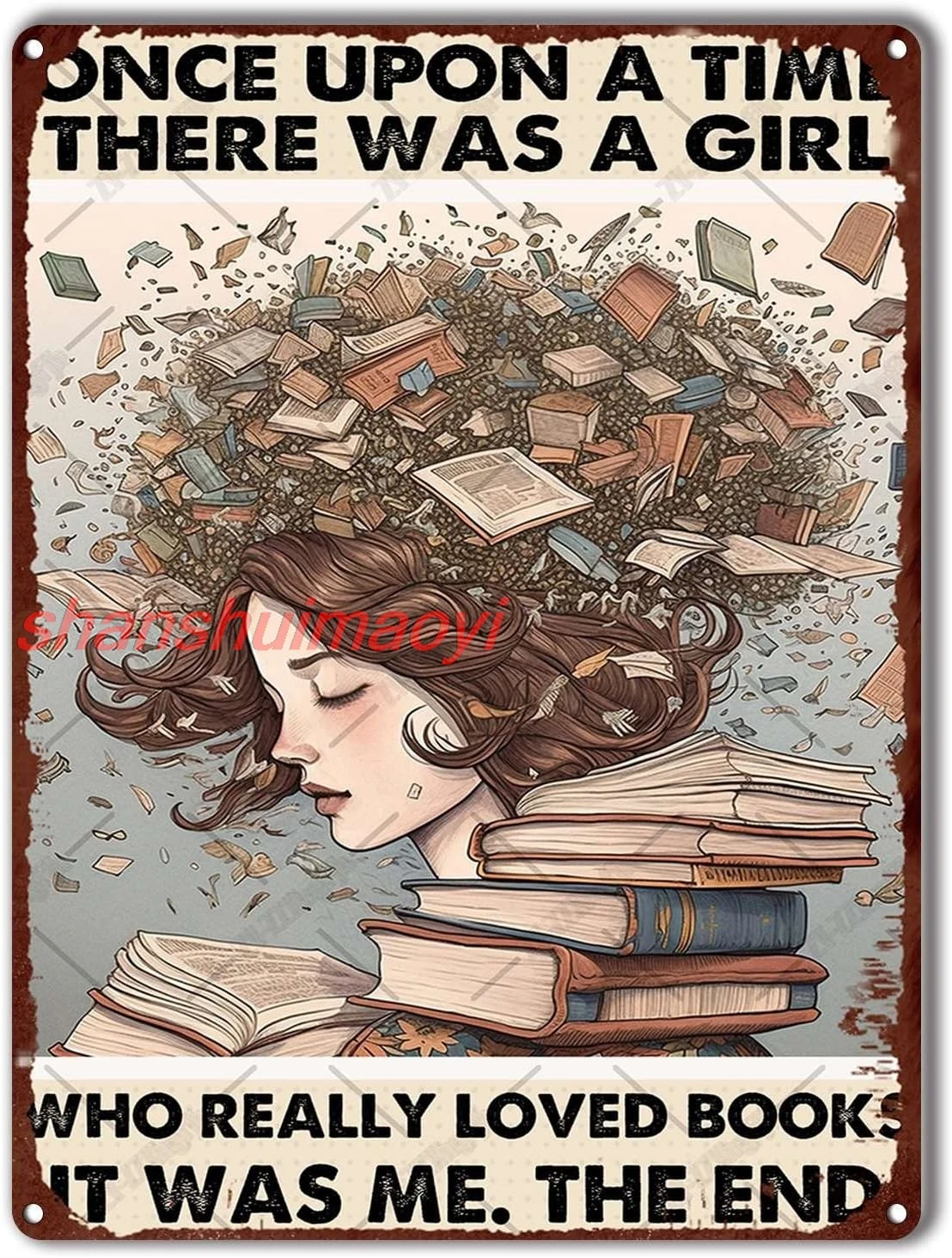 Metal Tin Sign There was a Girl Who Really Loved Books0 Pub Diner Cafe Wall Decor Home Decor Art 12x16inch-Tin Sign sign