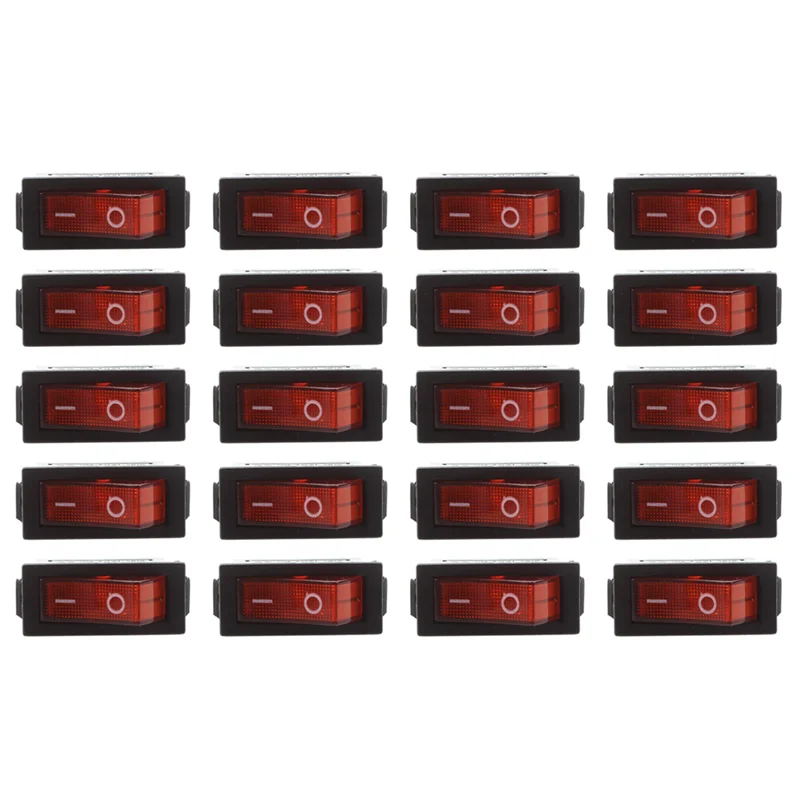 

FAST-AC 16A/250V 20A/125V Red Light Illuminated On Off SPST Boat Rocker Switch X 20 Pcs
