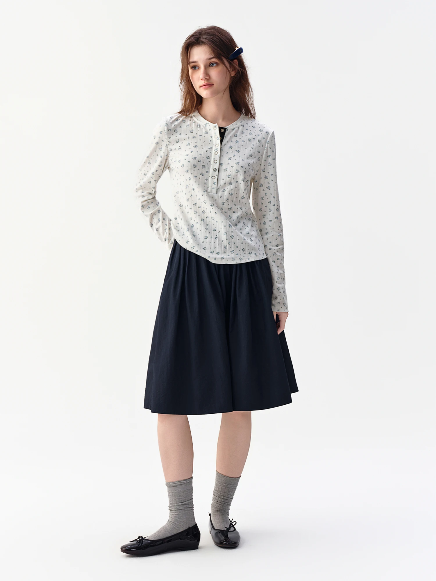 DUSHU Women's Multi-Size Stylish Versatile Drawstring Skirt 2026 Autumn New Arrival High-Waist Slim A-Line Skirt for Commute