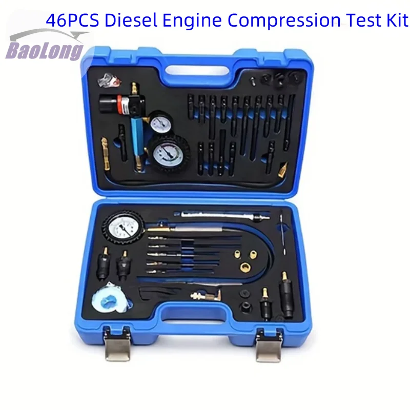 46PC Compression Tester Kit Pressure Loss Tester Engine Tester for Diesel Petrol Vehicles