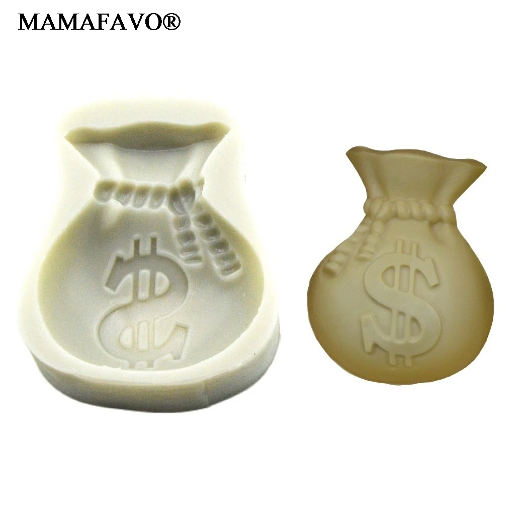 Silicone Mold Money Bags Dollar Soap Molds Gypsum Chocolate Candle Mold Fondant Mould Purse Wallet Clay Resin Eco-friendly F179